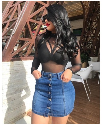 2022 New Summer Denim Short Skirt For Women Fashion Casual Button Sexy Mini Jeans Skirt S-2XL Global $33.14 - Skirts