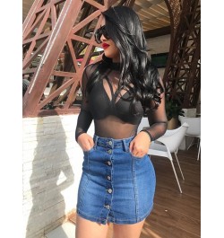 2022 New Summer Denim Short Skirt For Women Fashion Casual Button Sexy Mini Jeans Skirt S-2XL Global $33.14 - Skirts