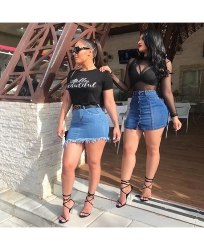 2022 New Summer Denim Short Skirt For Women Fashion Casual Button Sexy Mini Jeans Skirt S-2XL Global $33.14 - Skirts