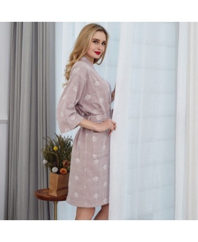 Summer 100% Cotton Nightgown Sexy Bath Robe Women's Sleepwear Double deck Gauze Sleepshirts Female Home Bathrobe $52.38 - Sle...