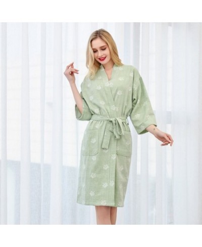 Summer 100% Cotton Nightgown Sexy Bath Robe Women's Sleepwear Double deck Gauze Sleepshirts Female Home Bathrobe $52.38 - Sle...