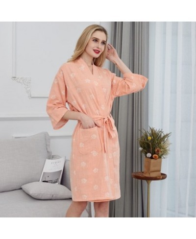 Summer 100% Cotton Nightgown Sexy Bath Robe Women's Sleepwear Double deck Gauze Sleepshirts Female Home Bathrobe $52.38 - Sle...