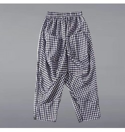 Casual Fashion Elastic Waist Plaid Radish Pants Women's Clothing Loose Summer All-match Vintage Pockets Spliced Capri Pants $...