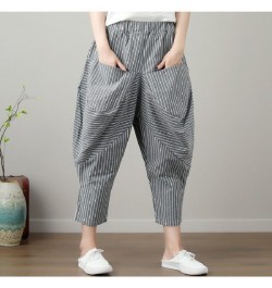 Casual Fashion Elastic Waist Plaid Radish Pants Women's Clothing Loose Summer All-match Vintage Pockets Spliced Capri Pants $...