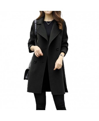 2023 New Jacket Women Coat Winter Office Long Sleeve Button Wool Coat Women Coat $40.61 - Jackets & Coats