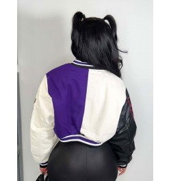 Women Splicing Color Contrast Short Jackets Female Y2K Single Breasted Baseball Coat Cropped 2023 Spring Streetwear Jackets $...