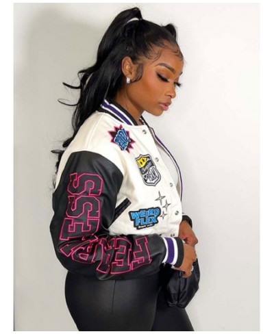 Women Splicing Color Contrast Short Jackets Female Y2K Single Breasted Baseball Coat Cropped 2023 Spring Streetwear Jackets $...