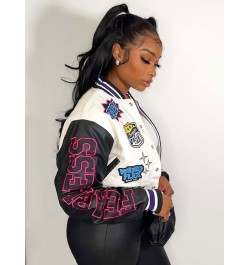 Women Splicing Color Contrast Short Jackets Female Y2K Single Breasted Baseball Coat Cropped 2023 Spring Streetwear Jackets $...