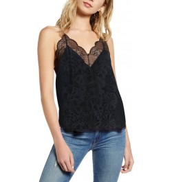 Women's Camisole Lace Trim Stiching Jacquard Tank Sleeveless Sexy Ladies 100% Silk Female Camis and Tops $59.14 - Tops & Tees