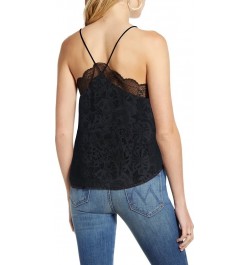 Women's Camisole Lace Trim Stiching Jacquard Tank Sleeveless Sexy Ladies 100% Silk Female Camis and Tops $59.14 - Tops & Tees