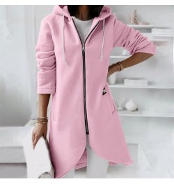 Fleece Outerwear Autumn Hooded Long Coat Women Zipper Hoodies Long Sleeve Jackets Solid Color Simple All-Match Sweatshirt $30...