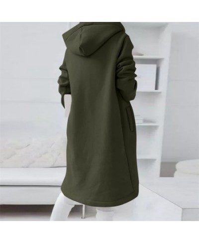 Fleece Outerwear Autumn Hooded Long Coat Women Zipper Hoodies Long Sleeve Jackets Solid Color Simple All-Match Sweatshirt $30...