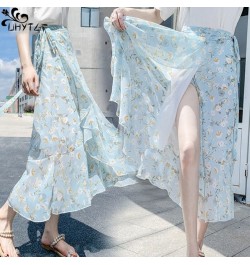 One Piece Wrapping Skirt For Womens Korean Summer Vacation Seaside Beach Skirt Broken Flower Women Clothing Mid-Skirt 195 $31...