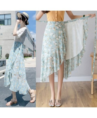 One Piece Wrapping Skirt For Womens Korean Summer Vacation Seaside Beach Skirt Broken Flower Women Clothing Mid-Skirt 195 $31...