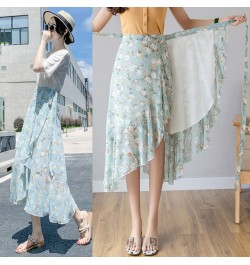 One Piece Wrapping Skirt For Womens Korean Summer Vacation Seaside Beach Skirt Broken Flower Women Clothing Mid-Skirt 195 $31...