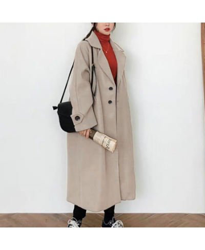 2022 Autumn and Winter New Wool Coat Female Korean Women's Black Wool Coat Female Fashion Long Loose Ladies Fashion Jacket $7...