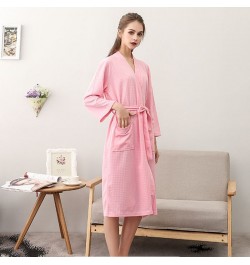 Robes Women Spring Couples Popular Waffle Three-quarter Sleeve Long Bathrobe Homewear Autumn Elegant Simple Solid Casual New ...