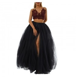 Women Princess Bubble Skirt Girls Solid Color Mesh Long Overskirt Performance Photography Clothing Tie Up Waist Half Skirt $5...