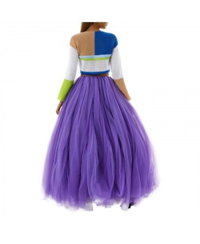 Women Princess Bubble Skirt Girls Solid Color Mesh Long Overskirt Performance Photography Clothing Tie Up Waist Half Skirt $5...