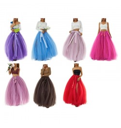 Women Princess Bubble Skirt Girls Solid Color Mesh Long Overskirt Performance Photography Clothing Tie Up Waist Half Skirt $5...