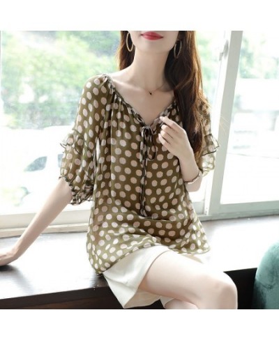 Stylish Printed Spliced Ruffles Lace Up Bow Polka Dot Chiffon Blouse Women Clothing 2023 Spring Casual Pullovers Sweet Shirt ...