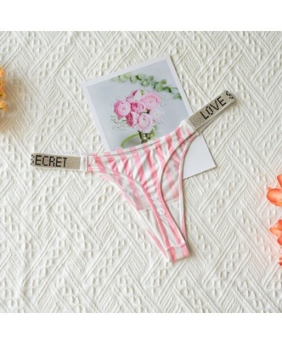 Sexy Letter T Back Women Thong Striped Rhinestone Panties Low Waist G String Seamless Underwear Secret Lingerie Thongs Tanga ...