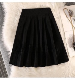 Winter New Knit Pleated Short Skirt Women High Waist Solid Sweater A-line Skirts Female Elastic All-match Casual Mini Skirt Y...