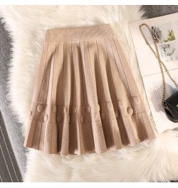 Winter New Knit Pleated Short Skirt Women High Waist Solid Sweater A-line Skirts Female Elastic All-match Casual Mini Skirt Y...