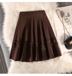 Winter New Knit Pleated Short Skirt Women High Waist Solid Sweater A-line Skirts Female Elastic All-match Casual Mini Skirt Y...