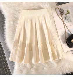 Winter New Knit Pleated Short Skirt Women High Waist Solid Sweater A-line Skirts Female Elastic All-match Casual Mini Skirt Y...