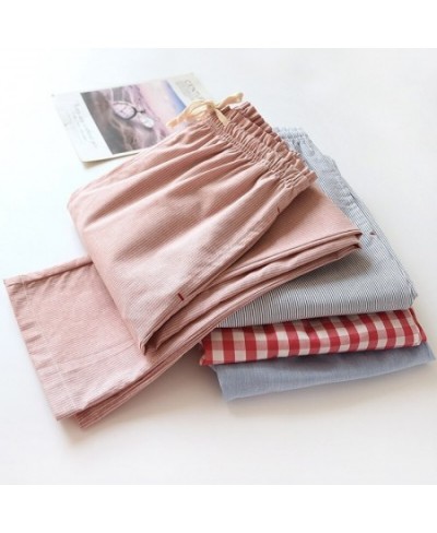 2023 Spring Autumn Women 100% Cotton Pants Striped Sleep Bottoms Female Sleepwear Pants Ladies Sweet Pajama Pants Home $36.63...