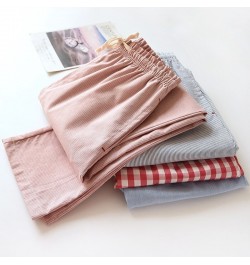 2023 Spring Autumn Women 100% Cotton Pants Striped Sleep Bottoms Female Sleepwear Pants Ladies Sweet Pajama Pants Home $36.63...