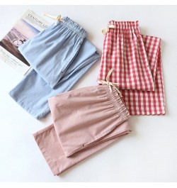 2023 Spring Autumn Women 100% Cotton Pants Striped Sleep Bottoms Female Sleepwear Pants Ladies Sweet Pajama Pants Home $36.63...