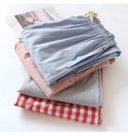 2023 Spring Autumn Women 100% Cotton Pants Striped Sleep Bottoms Female Sleepwear Pants Ladies Sweet Pajama Pants Home $36.63...