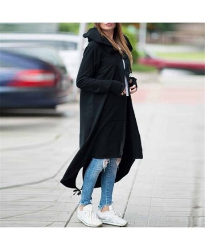 Spring Long Style Women's Zipper Coat Hoodie Sweatshirt Zip Up Jacket Tops Corduroy Long Sleeve Personality Street Shot Hoodi...