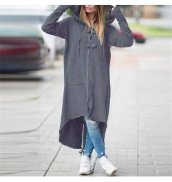 Spring Long Style Women's Zipper Coat Hoodie Sweatshirt Zip Up Jacket Tops Corduroy Long Sleeve Personality Street Shot Hoodi...