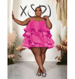 Summer Dress Women 2023 Satin Tiered Ruffle Dress Sexy Short Chic and Elegant Woman Dress Plus Size Wholesale $49.57 - Plus S...