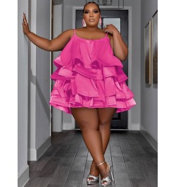Summer Dress Women 2023 Satin Tiered Ruffle Dress Sexy Short Chic and Elegant Woman Dress Plus Size Wholesale $49.57 - Plus S...