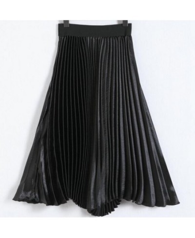 new light pleated solid color skirt female straight elastic waist $44.69 - Skirts