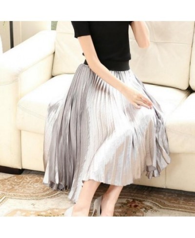 new light pleated solid color skirt female straight elastic waist $44.69 - Skirts