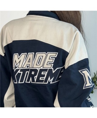 Women's Vintage Racer Jacket Top Letter Embroidery Hip Hop Trend Loose Couple Jacket Cardigan Y2K American Street Clothes $56...