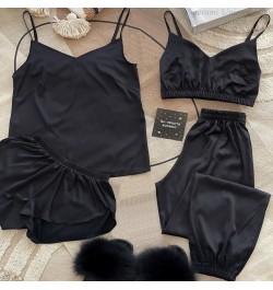 Sexy Black Wedding Robe Set Satin Sleepwear Casual Intimate Lingerie Nightgown Soft Homewear Home Clothing Gown 2023 Pajamas ...