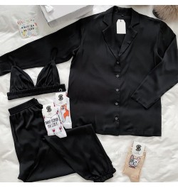 Sexy Black Wedding Robe Set Satin Sleepwear Casual Intimate Lingerie Nightgown Soft Homewear Home Clothing Gown 2023 Pajamas ...