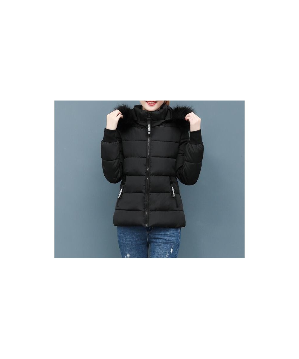 Women Faux Fur Collar Coat Down Cotton Jacket Fall Winter Thicken Warm Minimalist Hooded Outdoor Windproof Casual Coat $70.57...