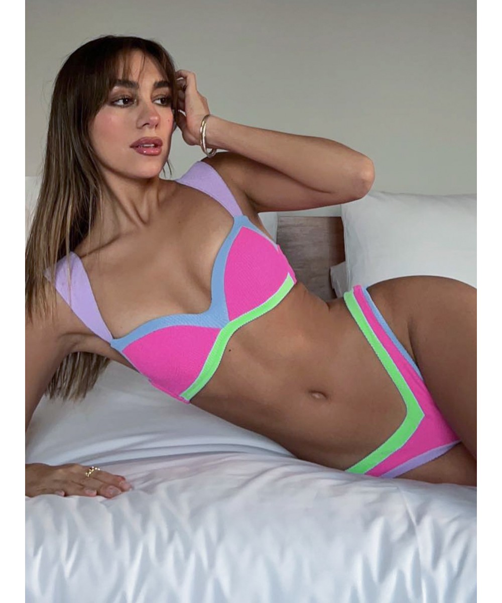 Push Up Bikinis Sexy Women Swimsuits 2023 High Waist Female Swimwear Block Color Bikini Set Swim Biquini Bathing Suit Beachwe...