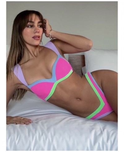 Push Up Bikinis Sexy Women Swimsuits 2023 High Waist Female Swimwear Block Color Bikini Set Swim Biquini Bathing Suit Beachwe...