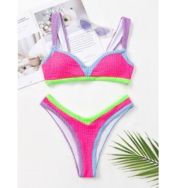 Push Up Bikinis Sexy Women Swimsuits 2023 High Waist Female Swimwear Block Color Bikini Set Swim Biquini Bathing Suit Beachwe...