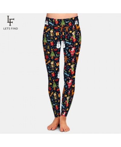 Fashion Women Leggings 3D Santa Claus Christmas Tree Snowman Elfs Cookies Reindeer Print High Waist Pants $23.79 - Bottoms