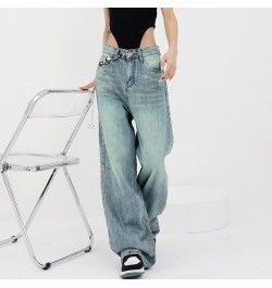 Women Vintage Streetwear Baggy Korean Jeans High Waiste Oversize Wide Leg Pants Grunge Denim Trousers Alt Clothes $109.37 - J...