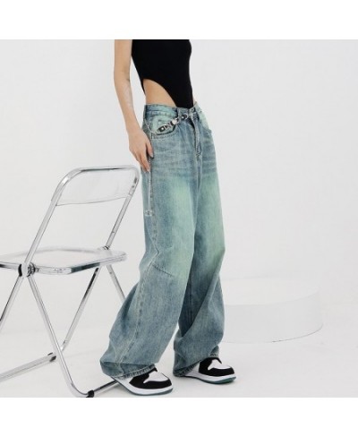 Women Vintage Streetwear Baggy Korean Jeans High Waiste Oversize Wide Leg Pants Grunge Denim Trousers Alt Clothes $109.37 - J...